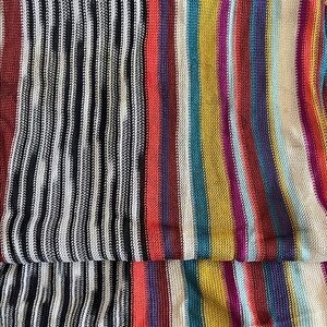 Missoni Multicolor Striped Knit Scarf with Black & White Panel